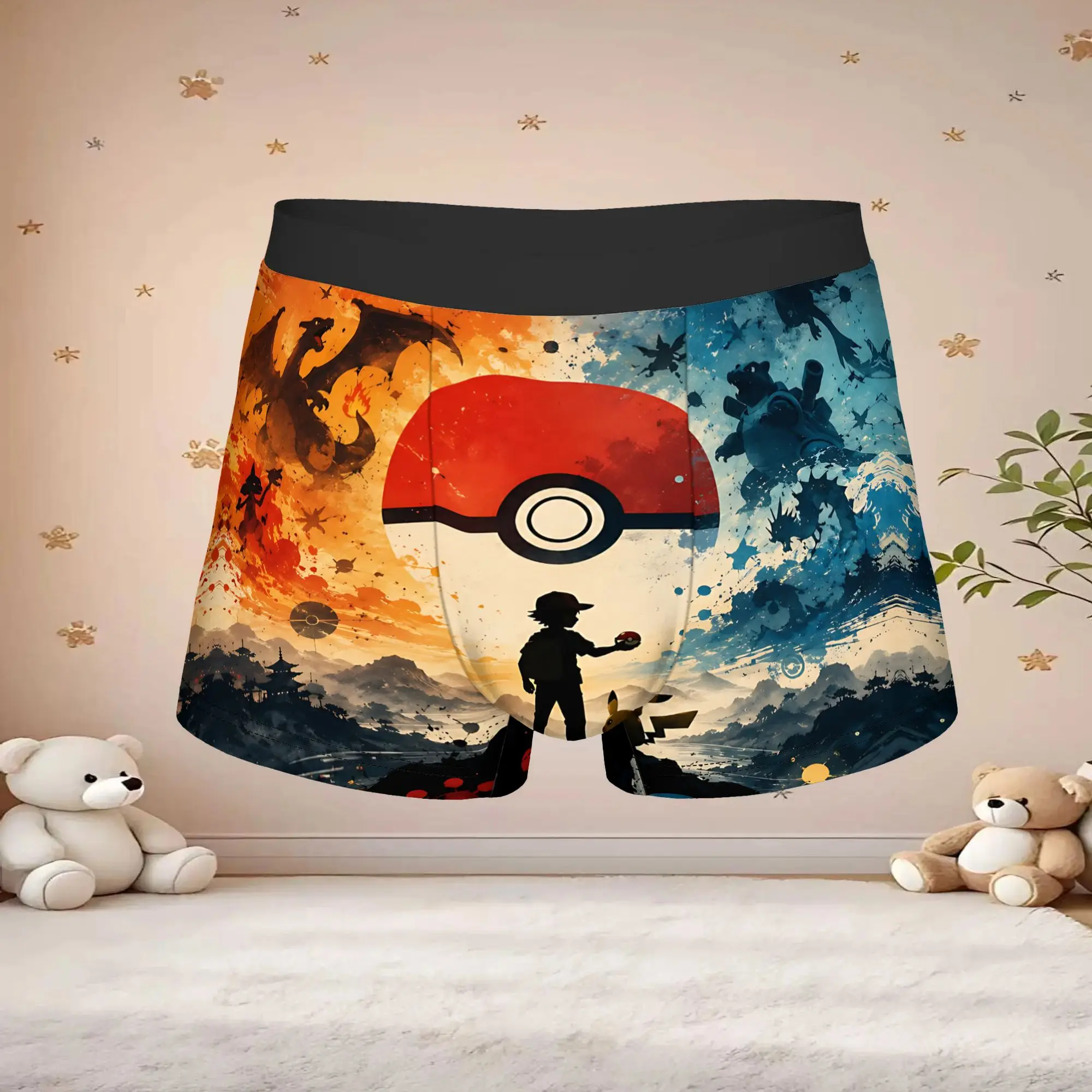 Anime Pokemon Theme Theme Boxers adults 18 plus Custom Underpants Breathbale Panties Men's Underwear Sexy Shorts Boxer Briefs