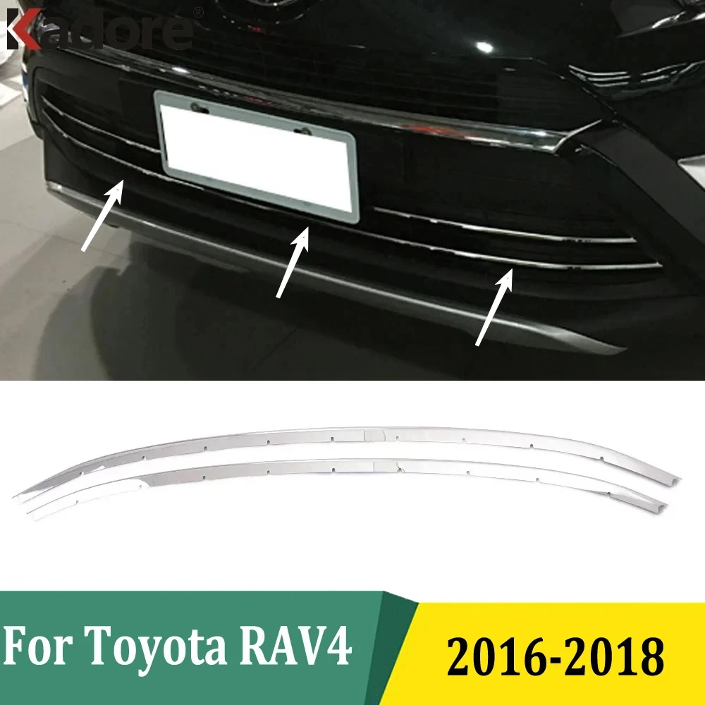 

Для Toyota RAV4 RAV 4 2016 2017 2018, автомобильная передняя центральная решетка из нержавеющей стали, декоративные полоски, отделка решетки, внешние аксессуары