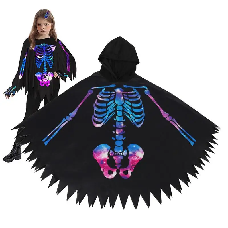 Halloween Cloak With Hood Halloween Hooded Cape Costume Zigzag Hem Design Hoodie Cloak For Performance Nightclub Masquerade