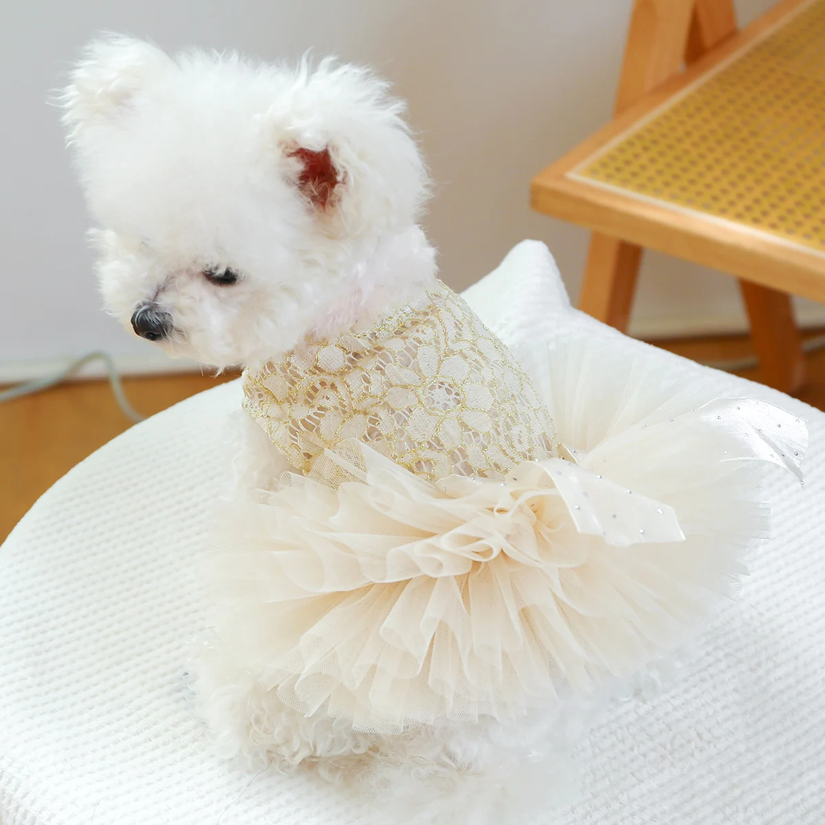 1PC Pet Apparel Dog Spring/Summer White Wedding Dress Princess Luxury Palace Pengpeng Skirt Chinese Dress For Small Medium Dogs