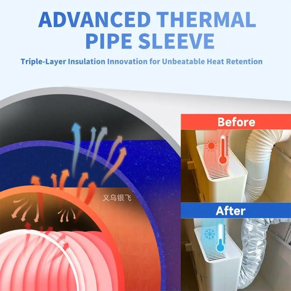 防塵エアコンホースカバーユニバーサル反射空気出口パイプラップ洗える耐久性のある AC インターフェース絶縁スリーブ