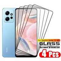 4PCS For Redmi Note 12 4G Glass Xiaomi Redmi Note 12 4G Tempered Glass Full Cover Glue Screen Protector Redmi Note 12 4G Glass