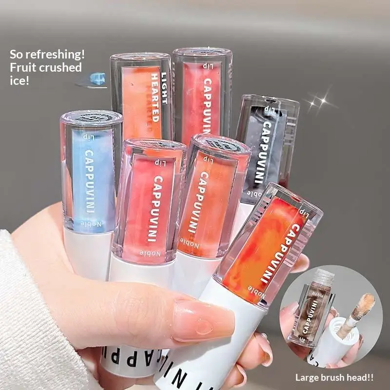 Cappuvini Clear Grey Purple Lip Gloss Hydrating Drying Lips Mirror Lip Glaze Tint Plumper Moisturizing Crystal Lip Oil Makeup