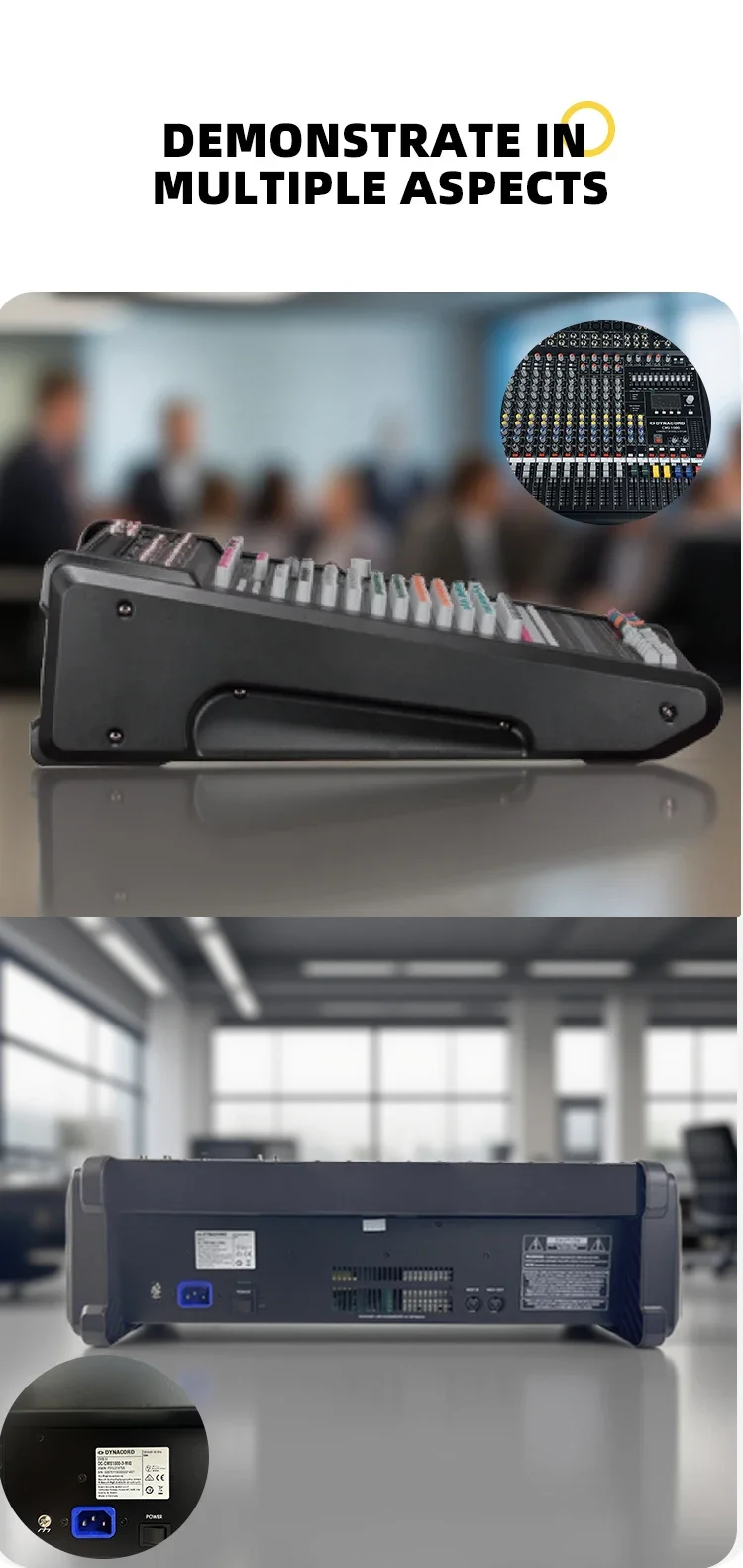 Paulkitson CMS1000-3 Audio-Mischpult mit Abdeckung, 99 Effekten, 48V Phantomspeisung für Bühne, Karaoke, Band, DJ, Studio und Events – Detail 5