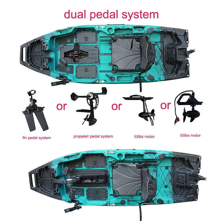 Modular Pedal Kayak, 8ft 2-Piece Single Person, Multi-Drive Pedal System, HDPE Hull, Sit-on-Top, for Lake River Ocean Angling