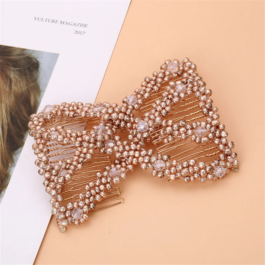 2023 new Fashion Professional Hair Comb Ladies Magic Beads Elasticity Double Bead String Clamp hairpin Hairstyle Styling Tool