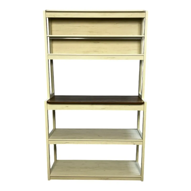 

39,37 Белый и деревенский коричневый цвет 5-уровневая полка для пекарей для кухни с местом для хранения, кофейни, кухонными полками, подставкой для микроволновой печи