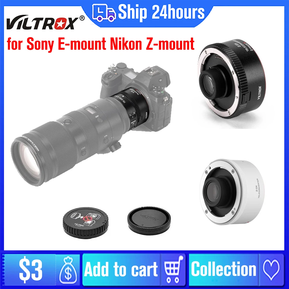 

Viltrox TC-2.0X 2X Teleconverter Telephoto Lens Extender AF Auto Focus Mount Converter Lens for Sony E-mount Nikon Z-mount