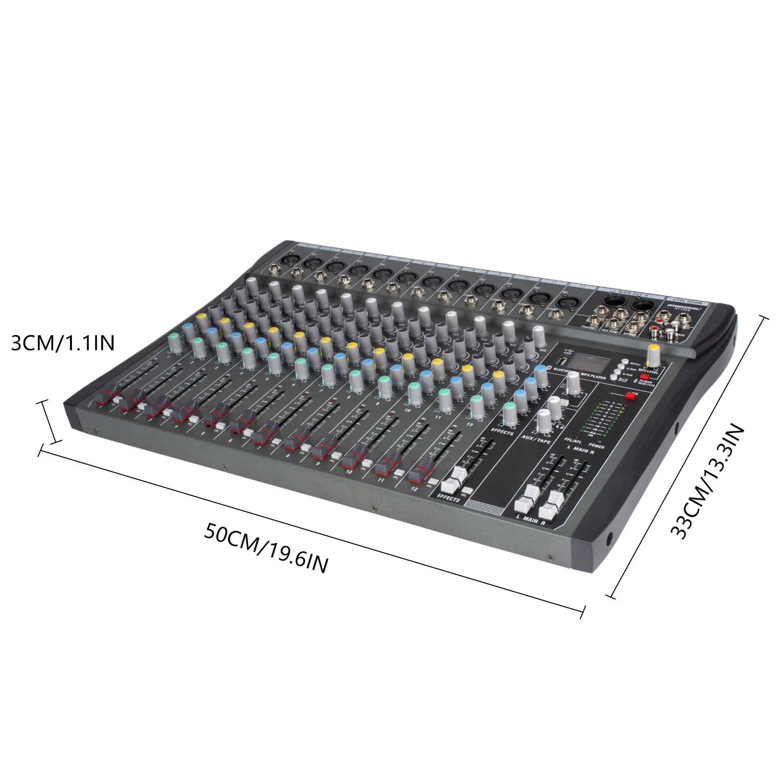 AT120S 12-Channel Wireless Audio Mixer DJ Equipment Console with USB Sound Board for Professional