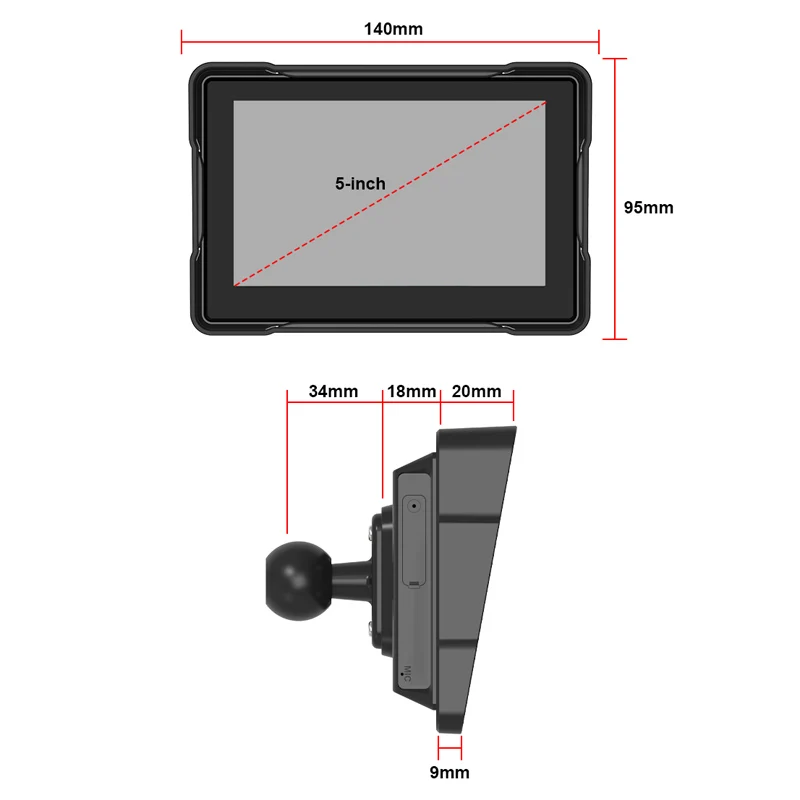 5.0 Inch Motorcycle PND Player MP5 Wireless Carplay Android Auto Mirrorlink SMT Electronic Manufacturing Auto Electronics