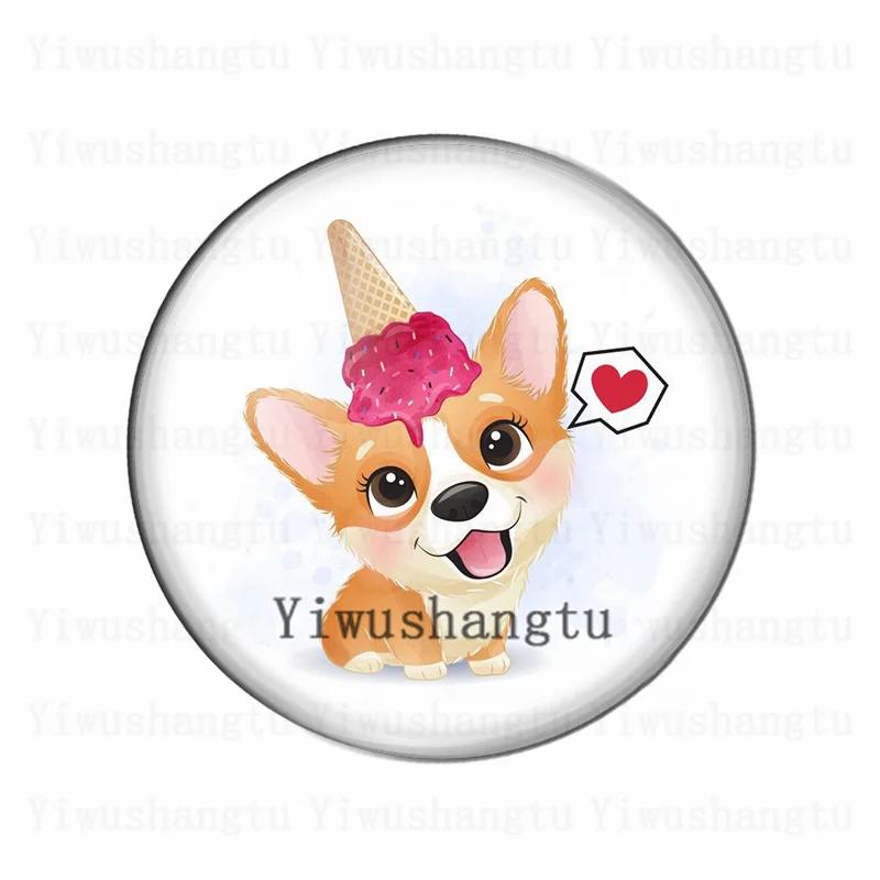 Beautiful and lovely pet dog love naughty animal 12mm/20mm/25mm/30mm Round photo glass cabochon demo flat back Making findings