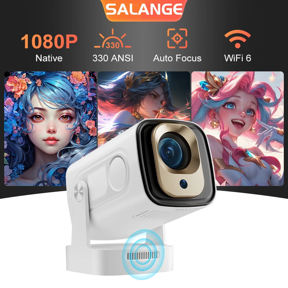 

Salange HY260PRO Android 11 Projector 4K Native 1080P Auto Focus Native 330ANSI Wifi6 BT5.4 Air Mouse Voice Home Outdoor Movie