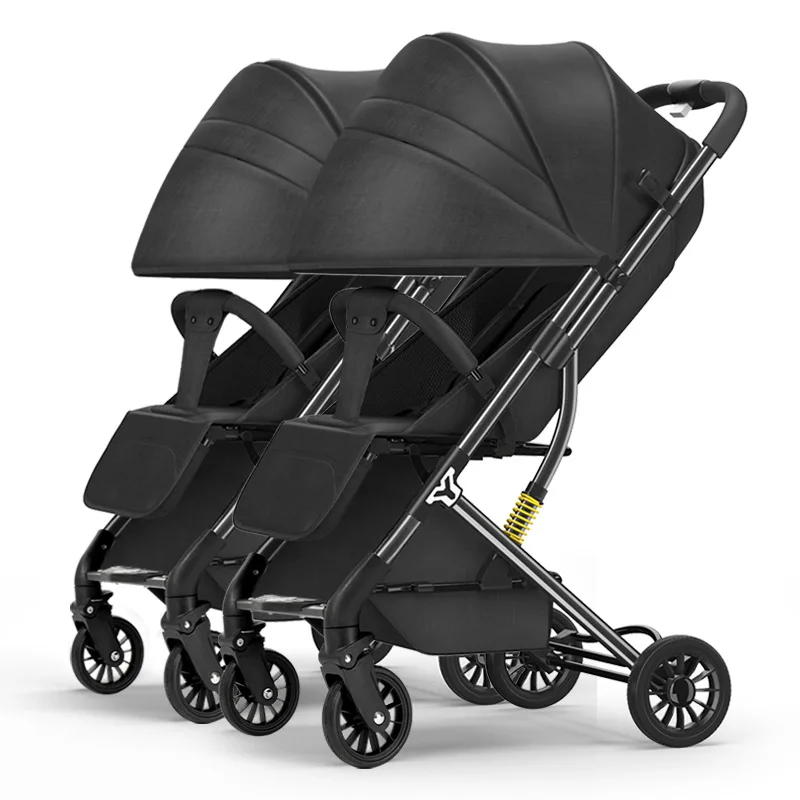 2024 Cheap Twins Baby Stroller High Landscape Aluminum Alloy Pram Folding Shockproof Pneumatic Wheel double strollers