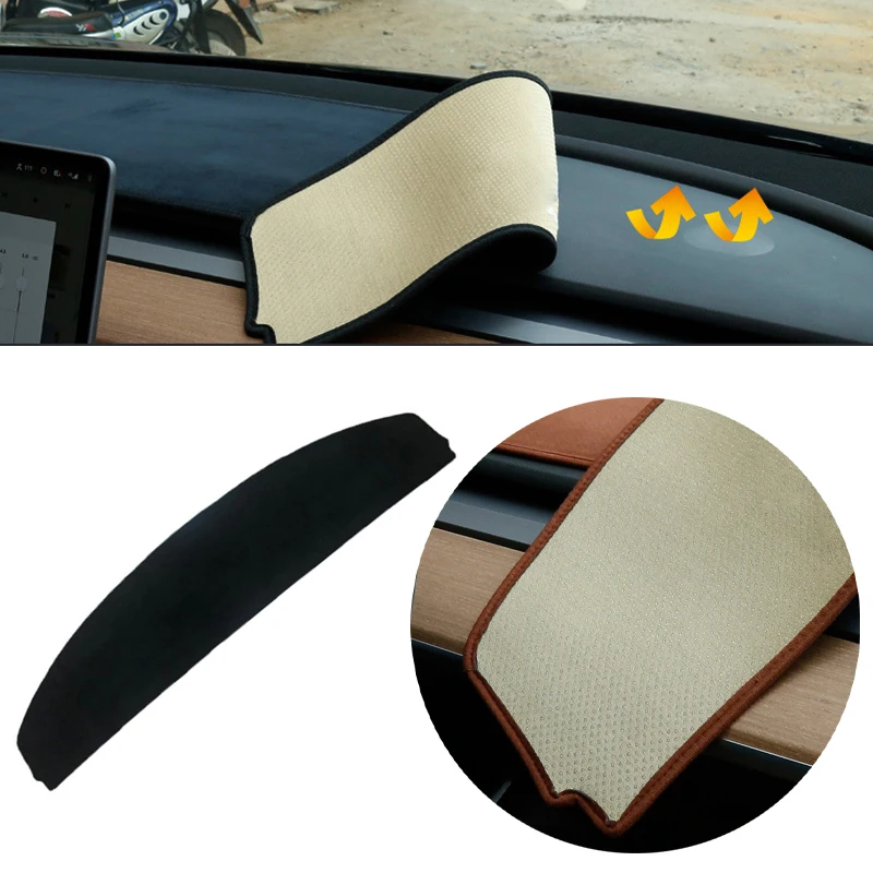 

For Tesla Model 3 Y Car Front Dashboard Light Shielding Pad Sunscreen Panel Pad Sunshade Heat Insulation Mat Auto Accessories