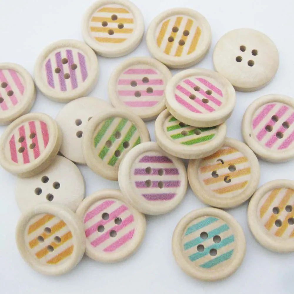 WBNLAK Printed Wood Shirt Buttons 15MM Mixed Colors 50Pcs Fashion Button Decorative Craft Sewing Accessories