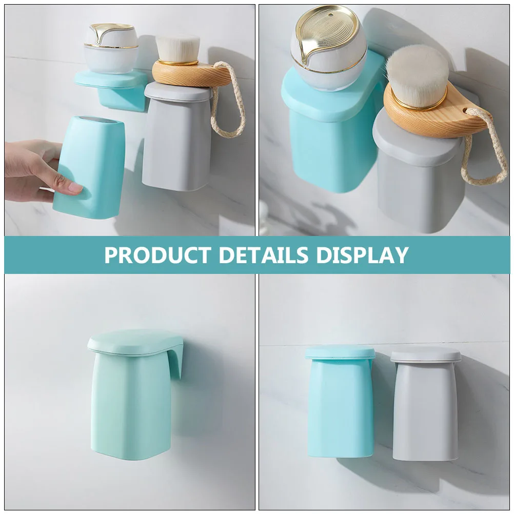 

4Pcs Wall-Mounted Toothbrush Holder Cups Set Bathroom Magnetic Cup Rack Storage Organizer Non-Marking Ventilated Toothbrush Cup