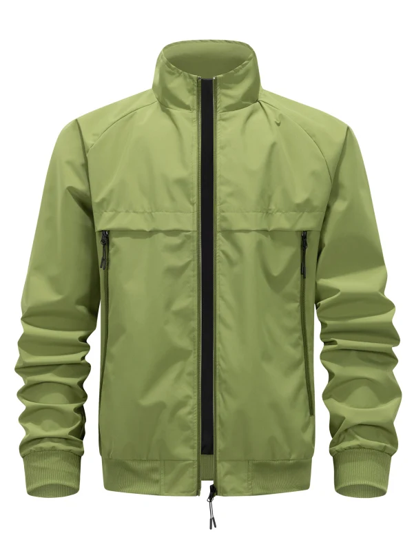 Loose Fit Stand Collar Jacket For Men Outdoor Sports Casual Daily Wear Versatile Soft Wind Resistant Long Sleeve Travel Walking