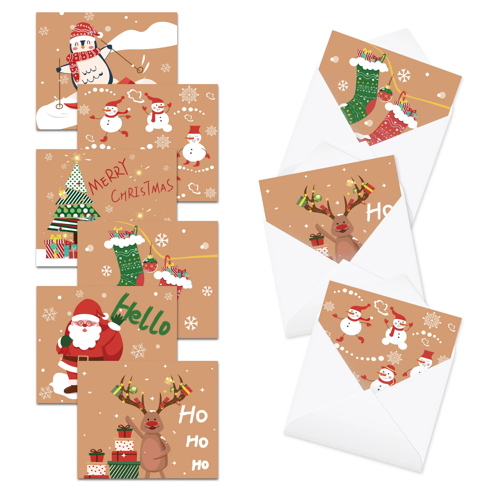 26 Stück Weihnachtsgrußkarten mit Umschlägen und Aufklebern, Weihnachtsgeschenk-Dekorationskarten, Nachrichtenkarte für Weihnachtsfeierbedarf