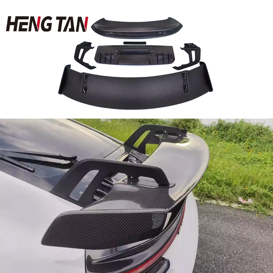 GT3 Style Carbon Fiber Car Rear Trunk Spoiler Rear Wing Tail Wing Parts For Porsche 911 992 2019-2023 Upgrade Body Kit