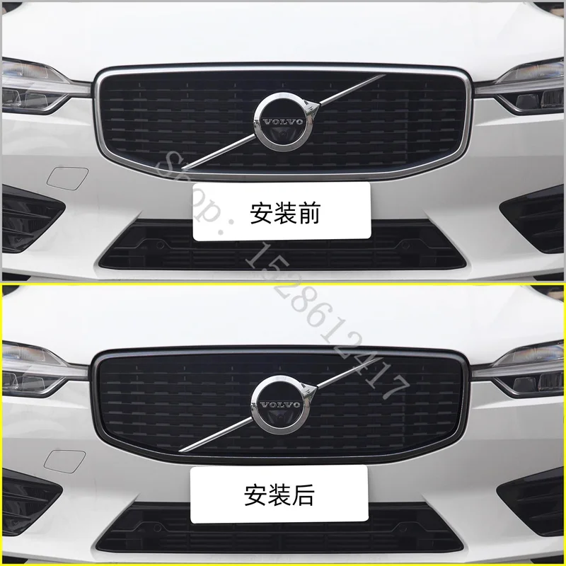 For VOLVO S60 V60 V90 XC40 XC60 S90 Bright Black ABS grille trim around Racing grills light bar trim Car accessories styling