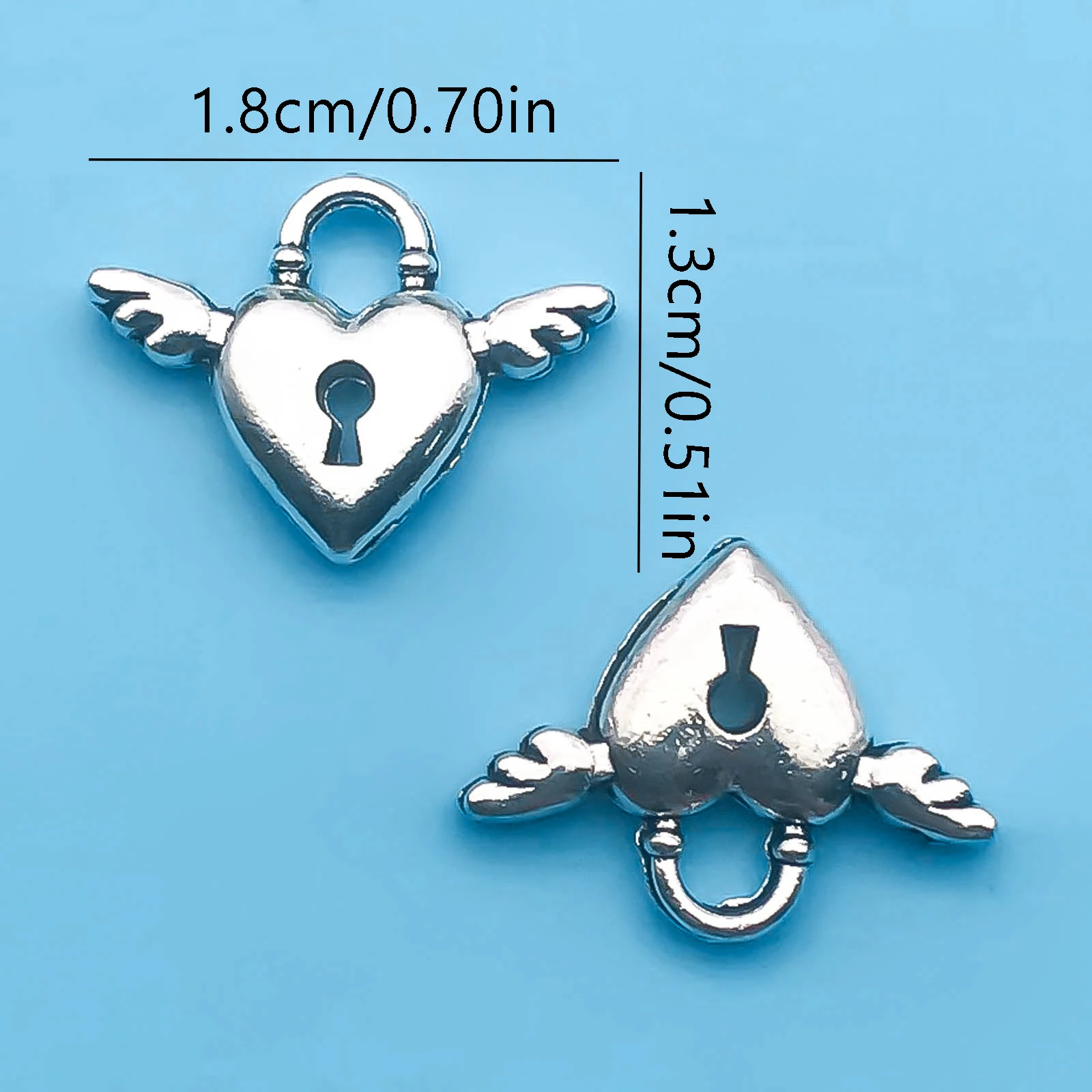 10/20/30Pcs Alloy Love Heart Key Lock Shape Charms Antique Silvery Pendants For Jewelry Making Findings Crafting Accessory