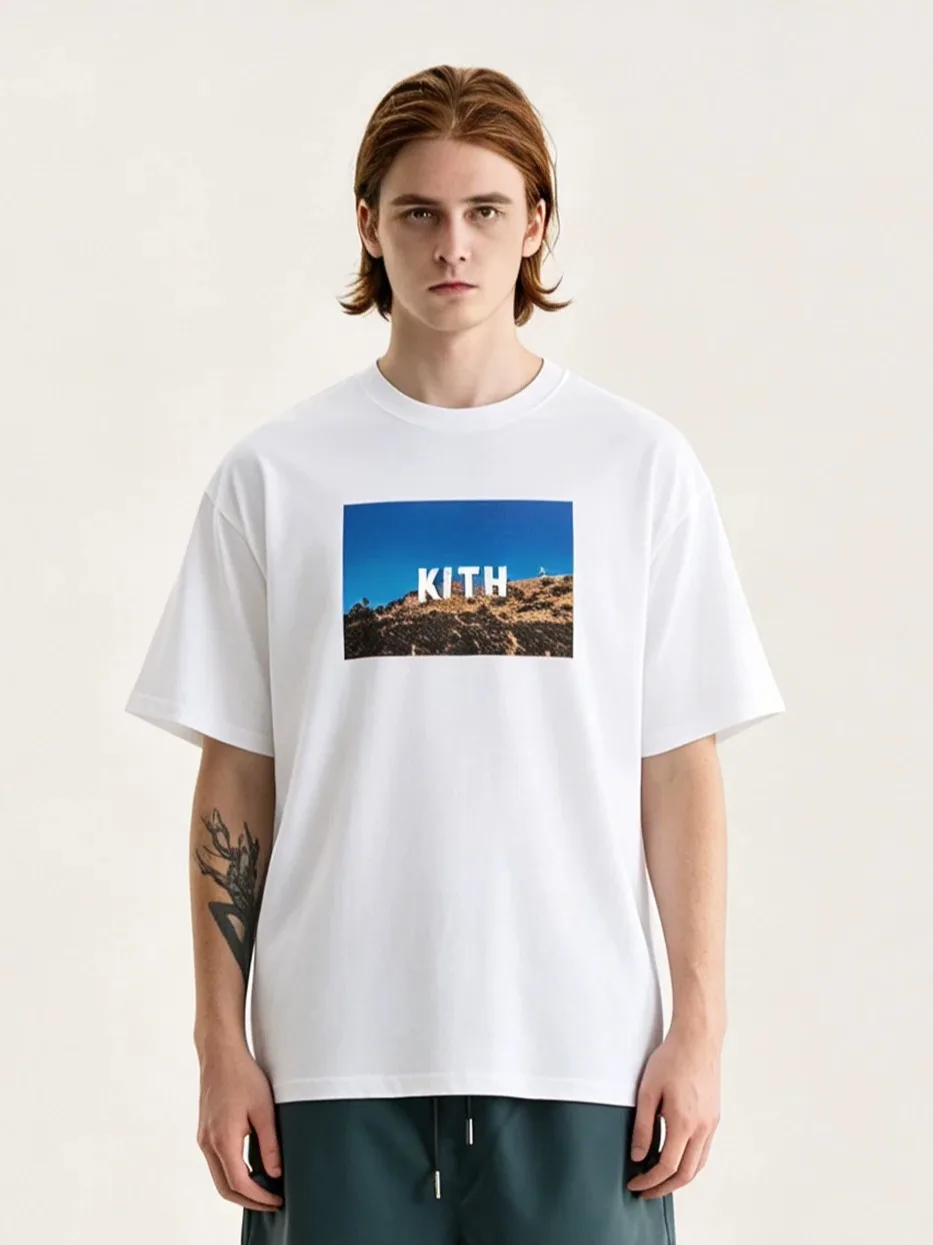 

Unisex Loose Fit Cotton T-Shirt Short Sleeve Black White Print Comfortable Breathable Men's round Neck Tee Casual American Style