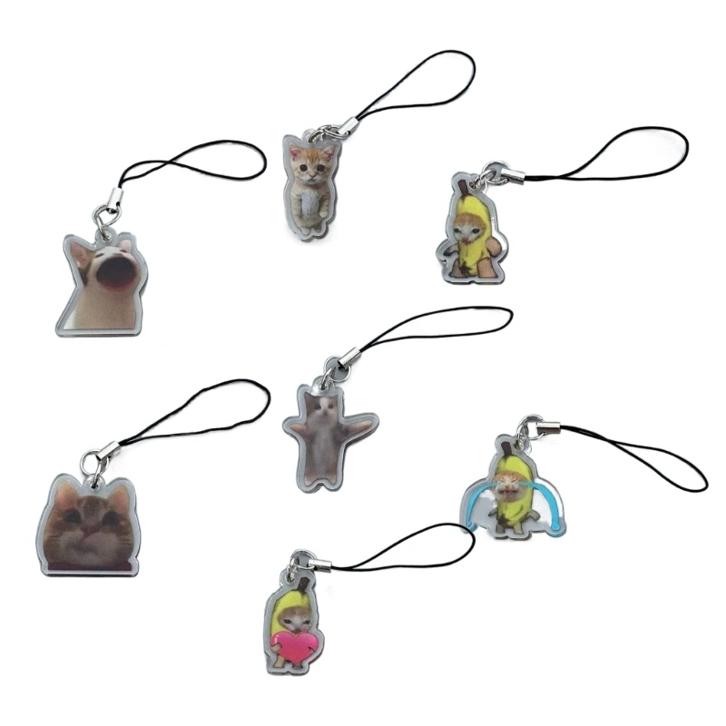 Cartoon Animal Charm Keychain Unique Design Banana Cat Charm Phone Chain Jewelry Must Have Accessory for Girl Students