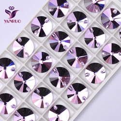 YANRUO 3200 Rivoli Violet Purple Sew on Rhinestones Flatback Glass Crystals Sewing For Wedding Dress