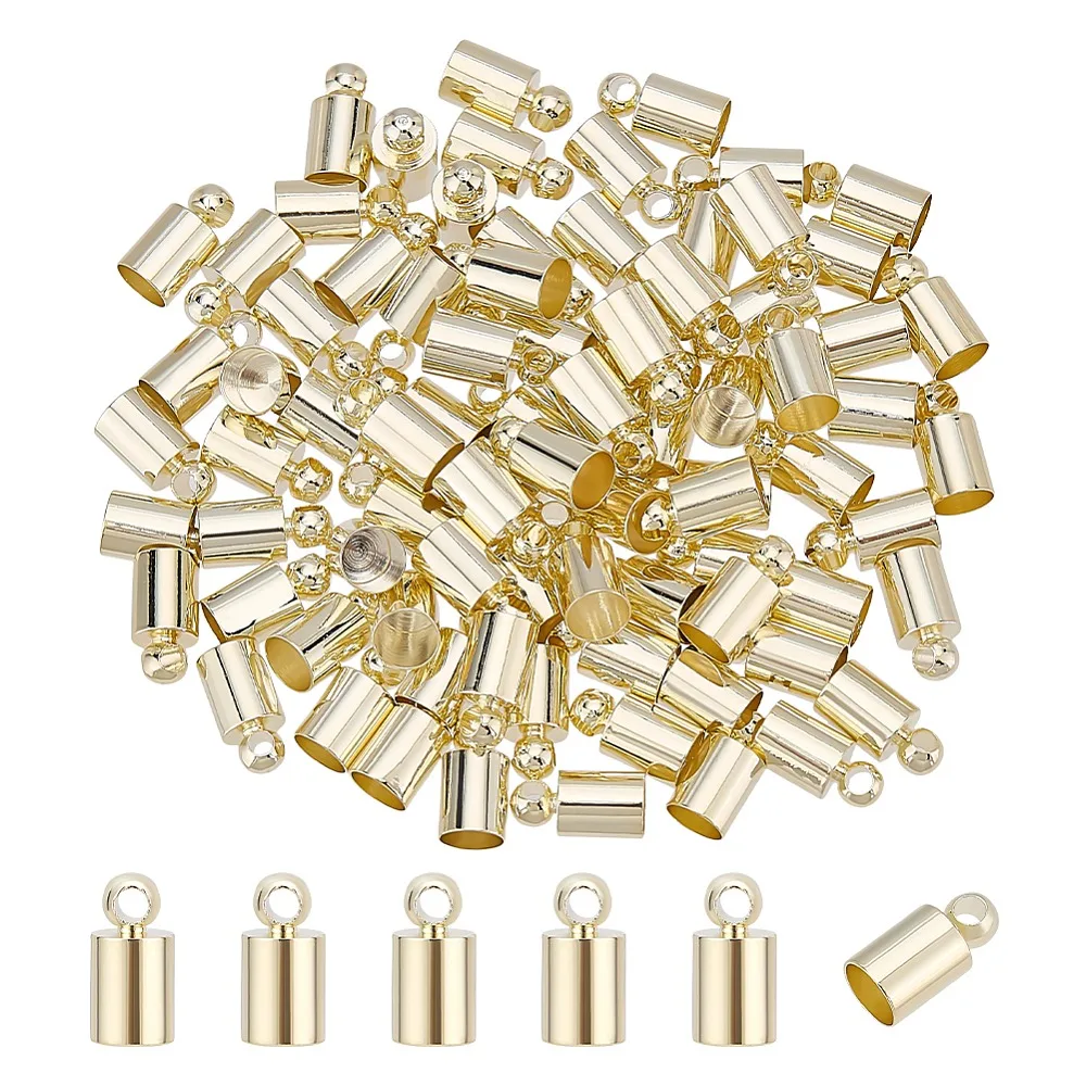 

Brass Cord End End Caps Column Real 14K Gold Plated 9x4.5mm Hole: 1.6mm Inner Diameter: 4mm 120pcs/set