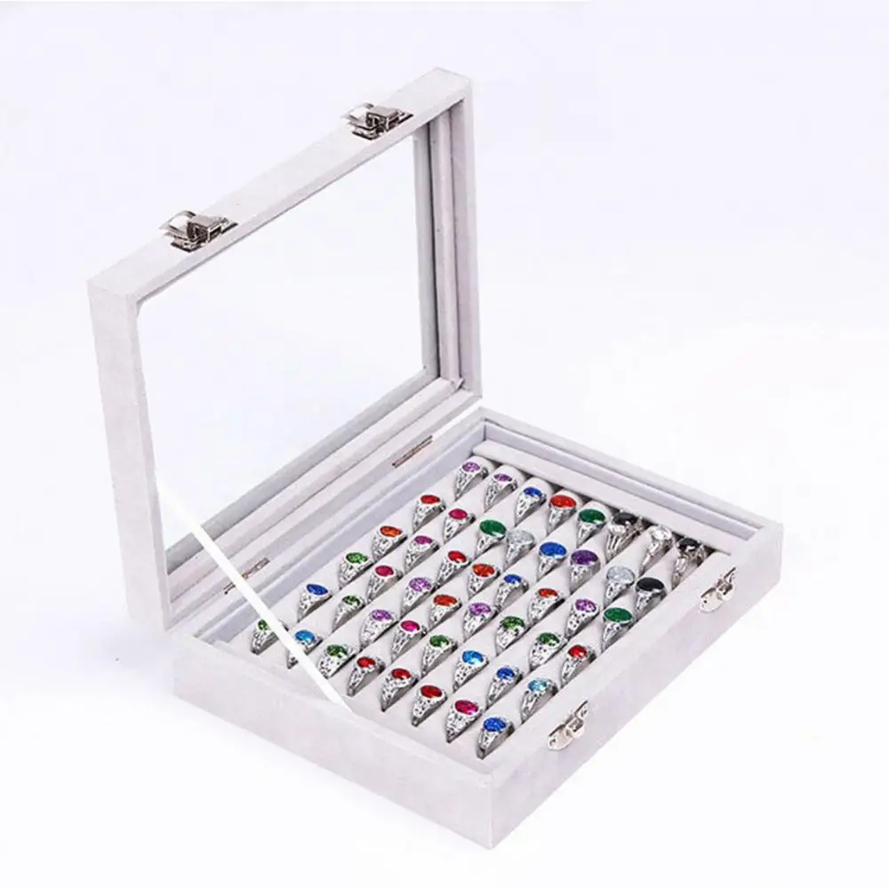 Velvet Portable Jewelry Organizer Display Earring Ring Storage Tray Box Case