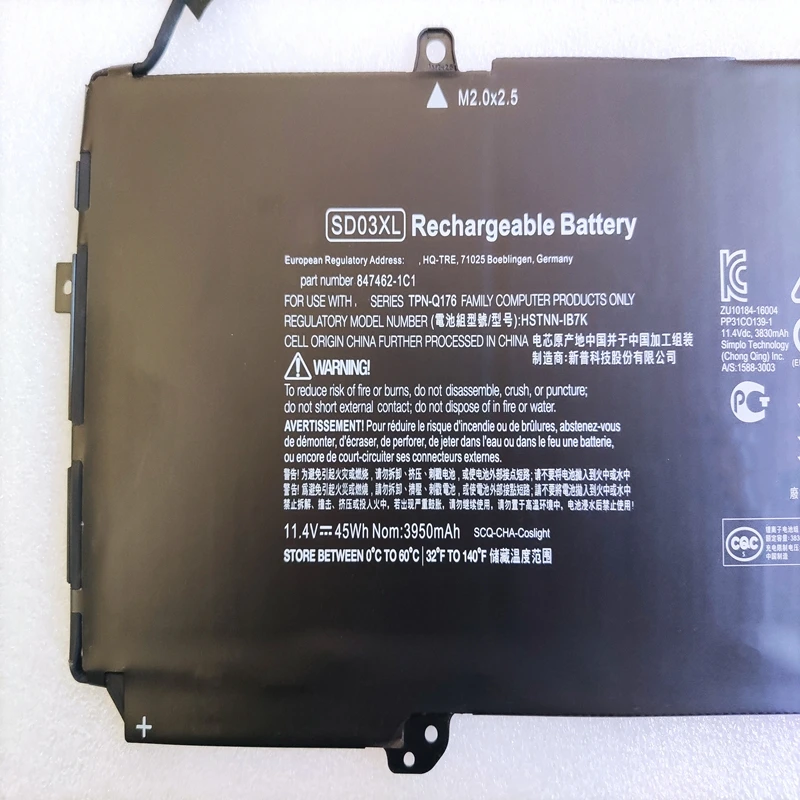 SD03XL SD03045XL SD03045XL-PL TPN-Q176 HSTNN-IB7K 847462-1C1 848212-856 848212-850 Laptop Battery For HP Chromebook 13 G1