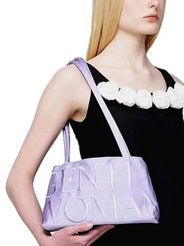 Thailand GentleWoman Thailand tide niche design satin letter embroidery line fashion hundred shoulder bag handbag underarm