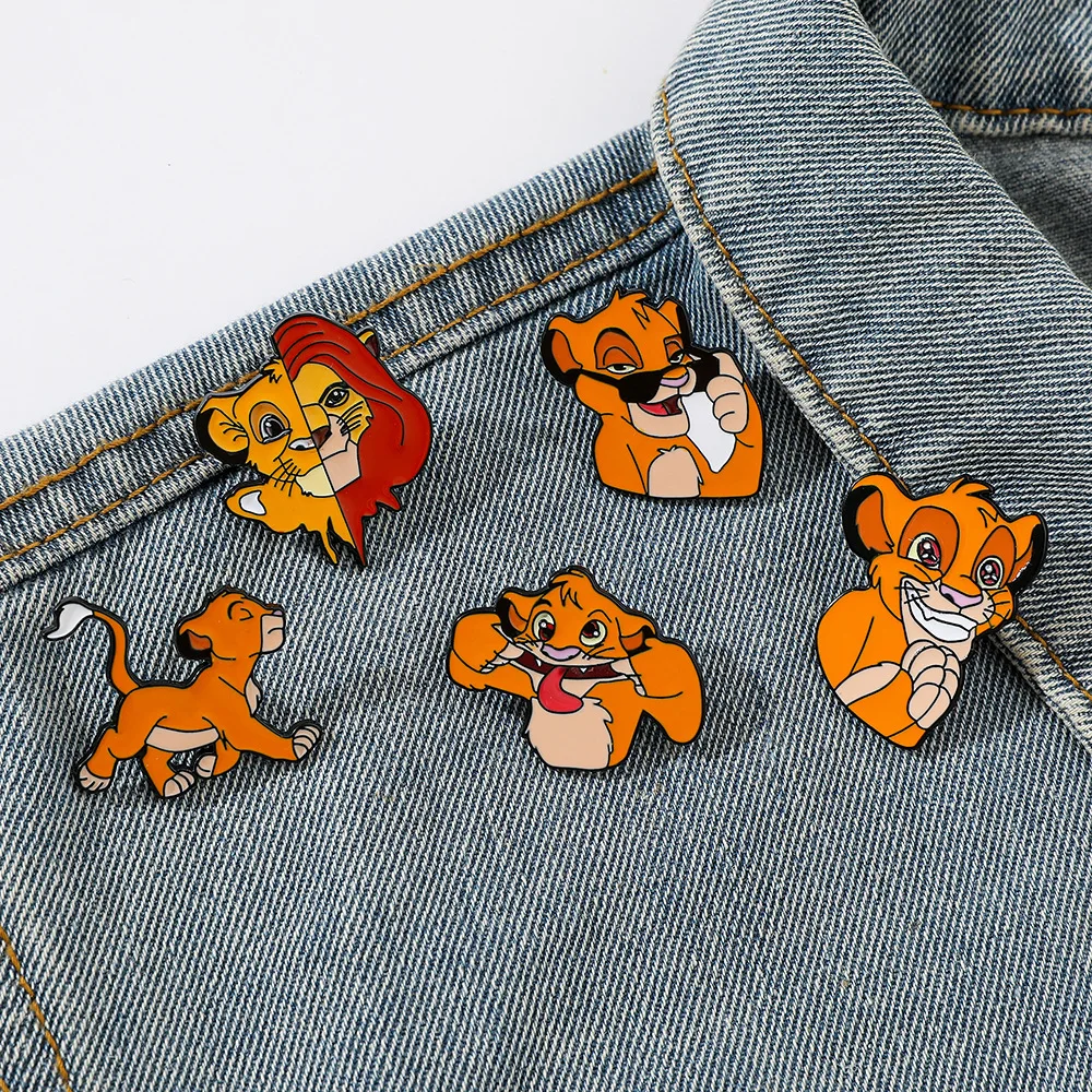 Disney Lion King Simba Metal Pins Cute Anime Outfit Brooch Accessories Cartoon Creative Backpack Decoration Badge Birthday Gifts