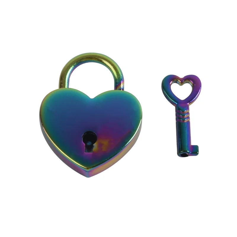 Heart Shape Padlocks Vintage Old Antique Style Mini Padlocks with Key Lock for Travel Wedding Jewelry Box Diary Book Suitcase