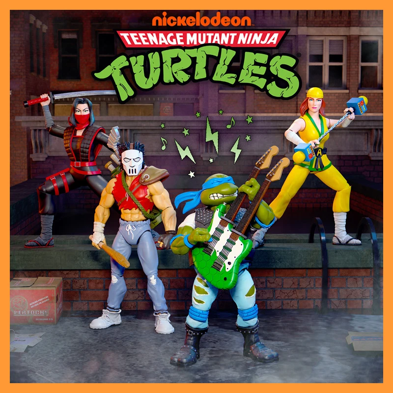 

In Stock Super7 Turtles Tmntw10 Rock And Roll Leo Ninja Aipu Casey V2 Kale Anime Action Figure Collection Model Christmas Toy