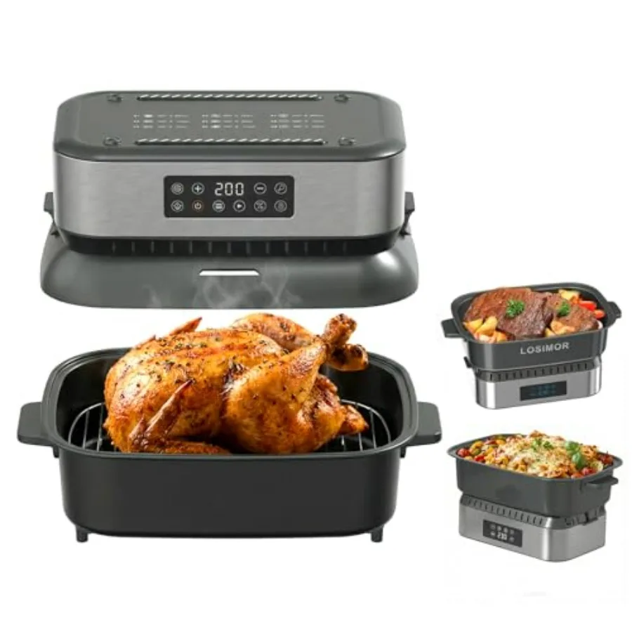 

6.2QT Air Fryer with Multi-Function Pot 5-in-1 for Air Frying Frying Boiling Stewing Sautng Removable Pot Touchscreen Control