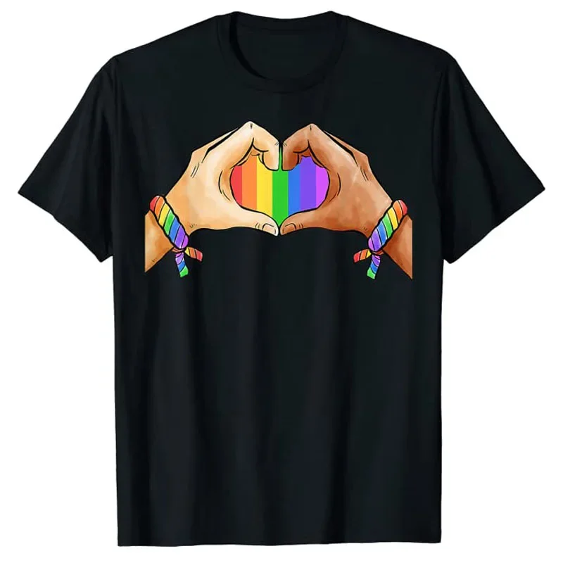 

Gay Pride Clothing LGBT Rainbow Flag Heart Unity T-Shirt Love Unit Graphic Saying Tee Tops Lgbtq Aesthetic Clothes Human Rights