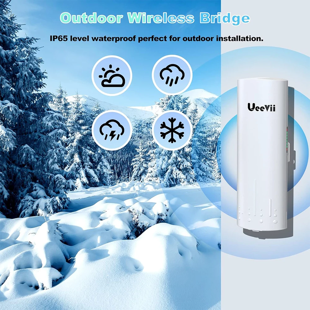 UeeVii CPE450 5.8G 300Mbps Wireless Bridge 3KM Long Range Extend AP Repeater Outdoor Wifi Signal PTP PTMP with WAN LAN Port POE