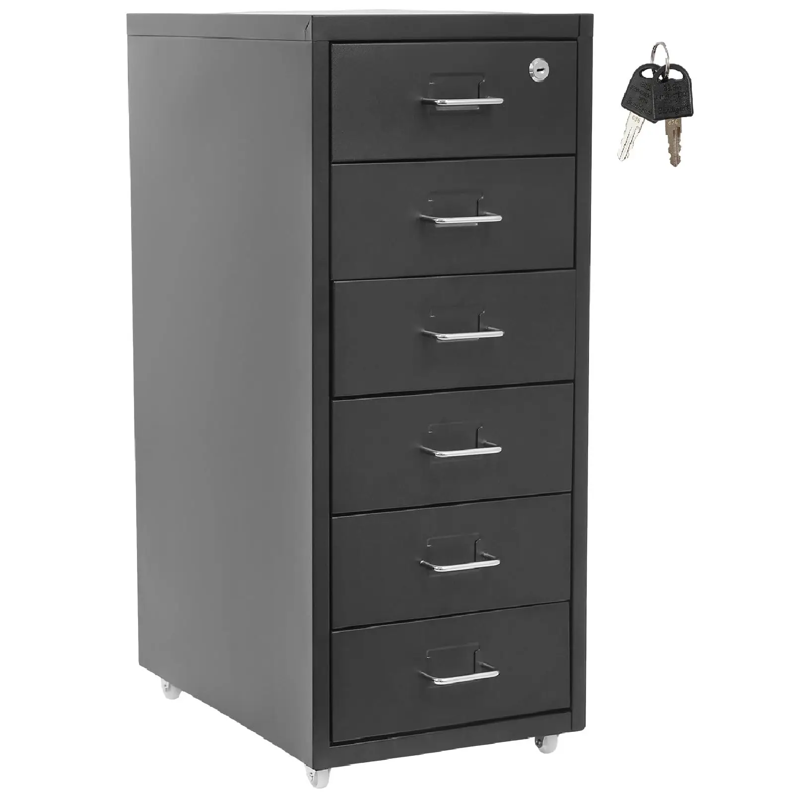 

6 Drawer Vertical File Cabinet with 1 Lock, Filing Cabinet under Desk Office Storage with Wheels, Desk Drawers for Home Office