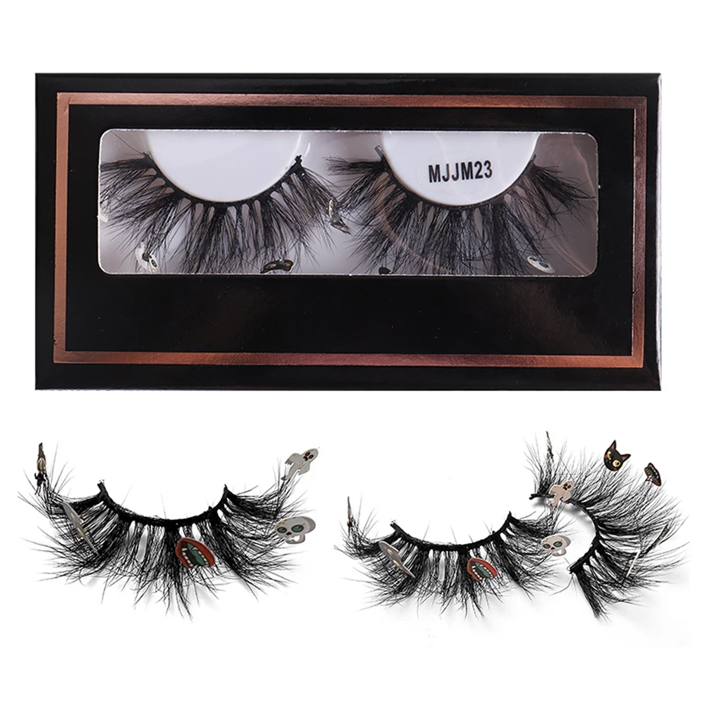 1pair False Lashes Natural Long Eyelashes 2024 Halloween Dramatic Makeup Fake Lash Party Colored Lashes for Cosplay Halloween