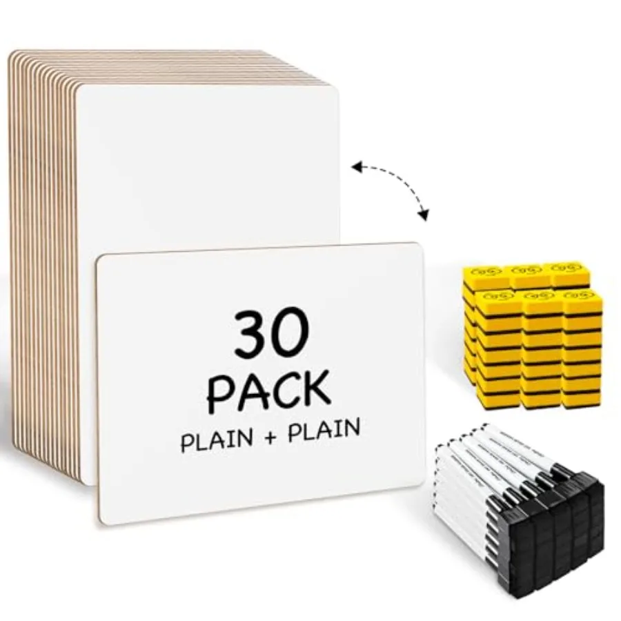 

Ohuhu 30 Pack White Boards Double-Sided - 9"x 12" Small Dry Erase Board Class Set - Includes 30 Mini Whiteboards 30 Black Marke