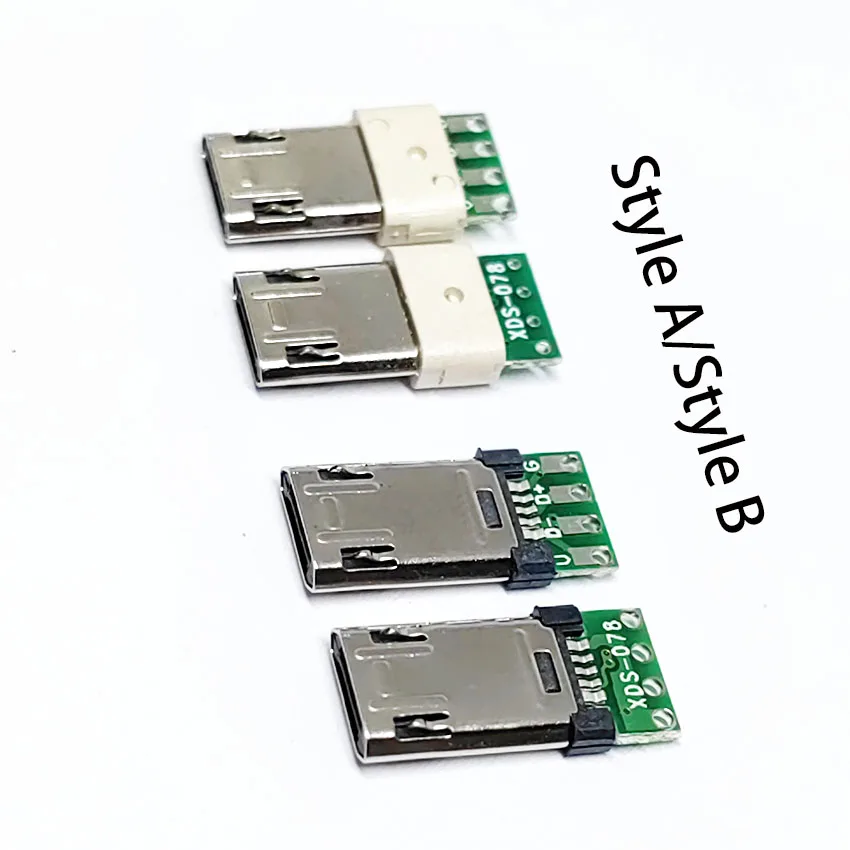 

5pcs NEW Micro Male Plug with PCB Solder Plate Double-sided 5P Usb Connector+ Type-C USB Connector 4Pin