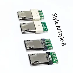 5pcs NEW Micro Male Plug with PCB Solder Plate Double-sided 5P Usb Connector+ Type-C USB Connector 4Pin