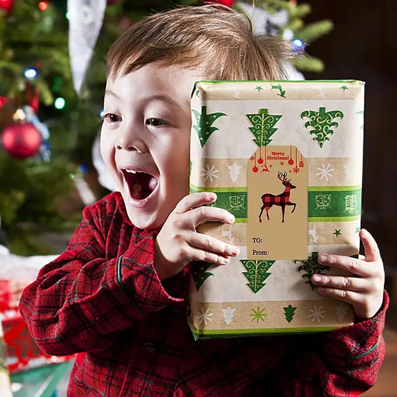 Christmas Gift Stickers Labels 300 Pcs Adhesive Merry Christmas Labels Roll 8 Designs Rectangular Special Shape Christmas Tags