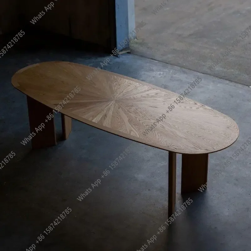 

ПК обеденный стол из цельного дерева в скандинавском средневековом стиле, современный простой дизайнерский светильник, роскошный бытовой овальный стол