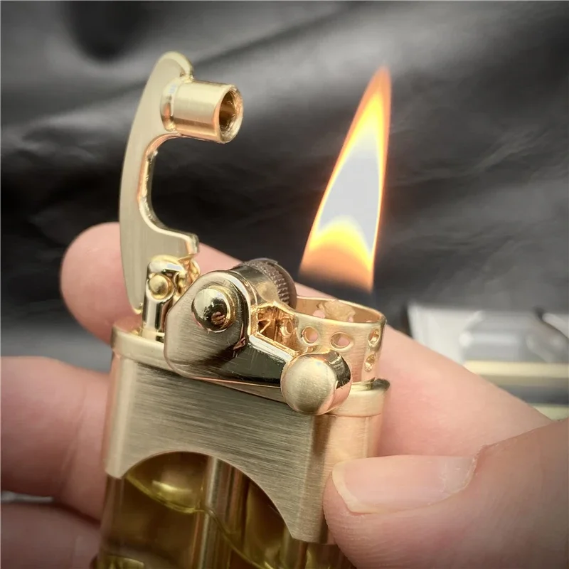 2024 Zorro New Windproof Waterproof Kerosene Lighter with Transparent Oil Tank Creative Retro Grinding Wheel Flint Metal Lighter