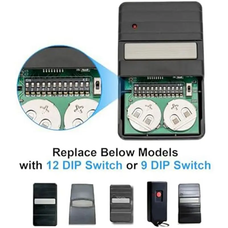 Y47A 2Pcs 9/12 Dip Switch Garage Door Opener Remote for 390MHz Overhead GT90-1 MAT90 GT912 G220 AT90 AT95