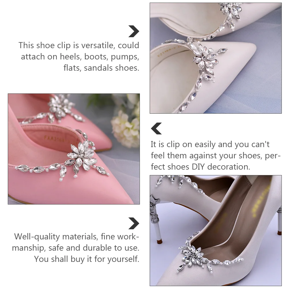 Shiny Rhinestone Shoe Clips for Women Heels Silver Jeweled Removable nament Versatile Decoration Charm Bridal Wedding