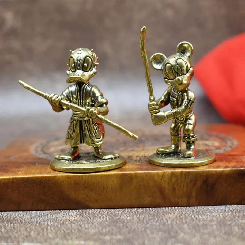Solid Brass Animated Mickey Donald Duck Home Decor Desktop Fish Tank Landscaping Decoration Car Ornament