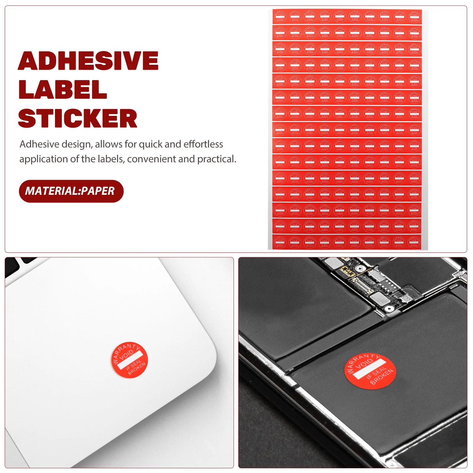 

1000 Pcs Warranty Tags Freezer Adhesive Labels Round Warning Sticker Stickers Red Tamper Evident